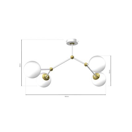 Aufsatzkronleuchter JOY 4xE14/40W/230V weiß/gold