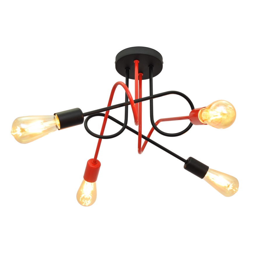 Aufsatzkronleuchter OXFORD 4xE27/15W/230V schwarz/rot