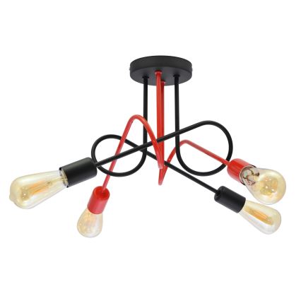 Aufsatzkronleuchter OXFORD 4xE27/15W/230V schwarz/rot
