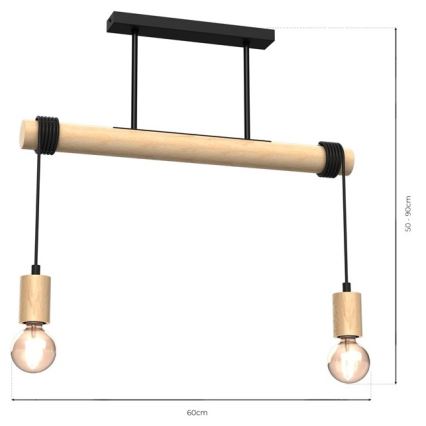 Aufsatzkronleuchter VIGA 2xE27/60W/230V Holz