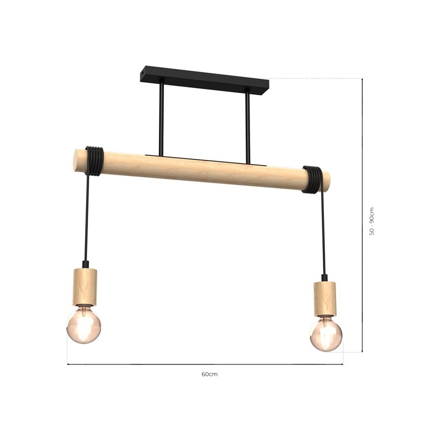 Aufsatzkronleuchter VIGA 2xE27/60W/230V Holz