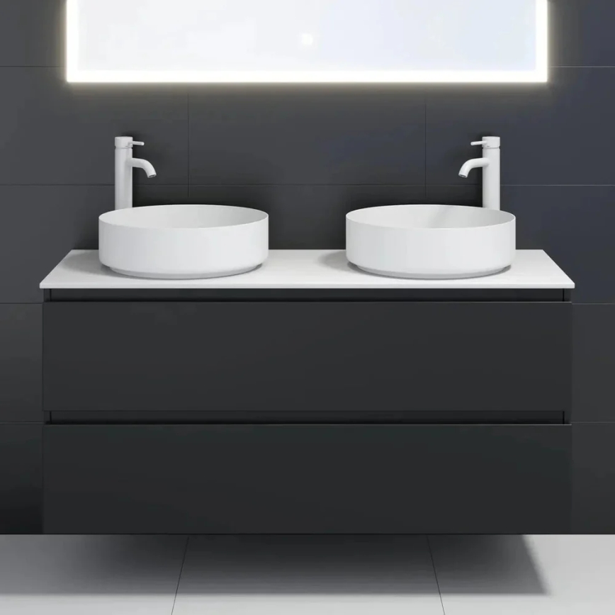 Aufsatzwaschbecken LJORDAL Ø 40 cm, Stahl/Weiß