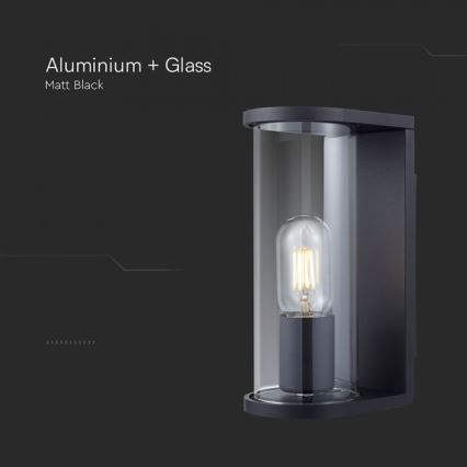 Außen-Wandleuchte 1xE27/60W/230V IP44 schwarz/rauchglas