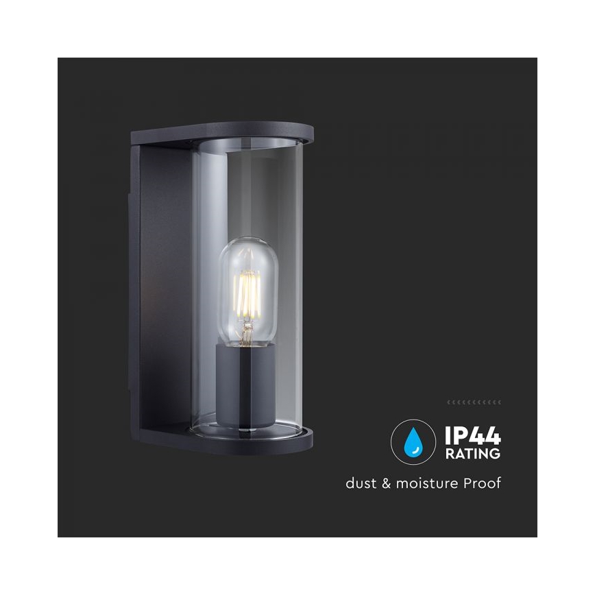 Außen-Wandleuchte 1xE27/60W/230V IP44 schwarz/rauchglas