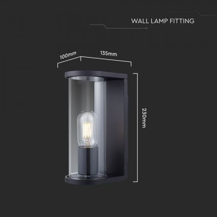 Außen-Wandleuchte 1xE27/60W/230V IP44 schwarz/rauchglas