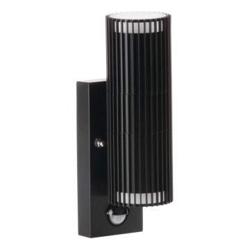 Außen-Wandspot mit Bewegungs- und Dämmerungssensor RADILO 2xGU10/11W/230V IP44 schwarz