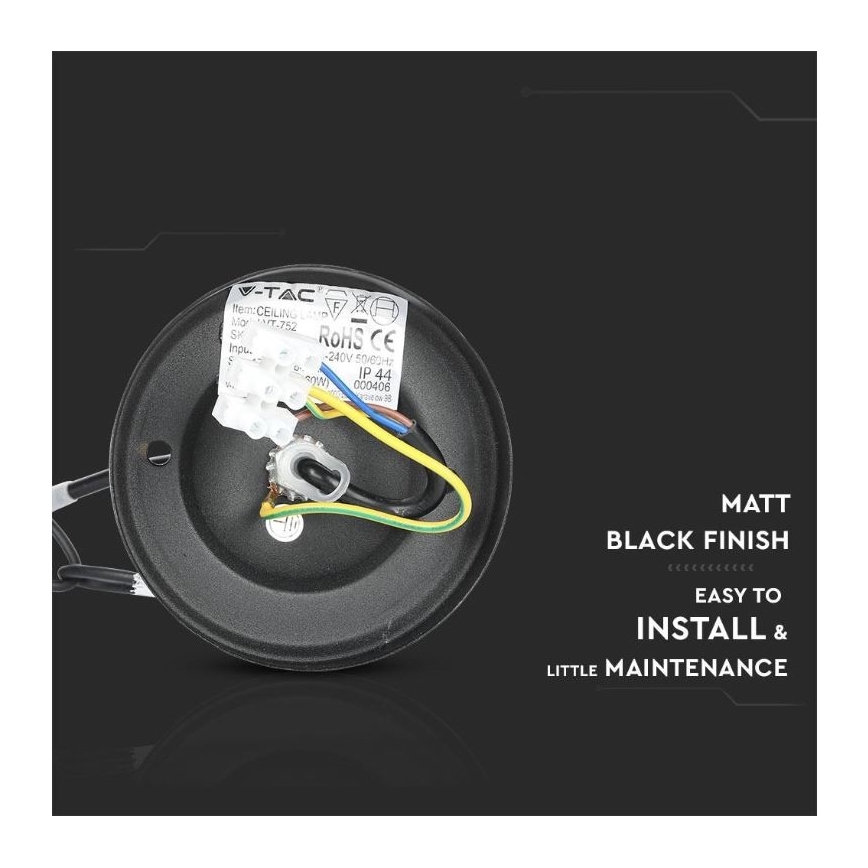 Außenkronleuchter an Kette 1xE27/40W/230V IP44 schwarz