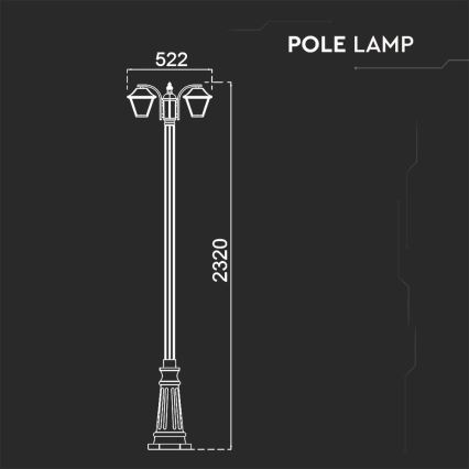 Außenlampe 2xE27/60W/230V IP44 232 cm schwarz