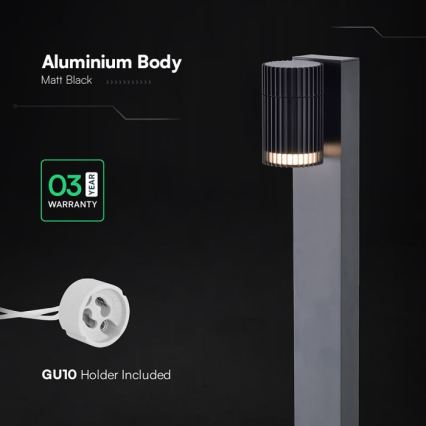 Außenleuchte 1xGU10/10W/230V IP44 50 cm schwarz