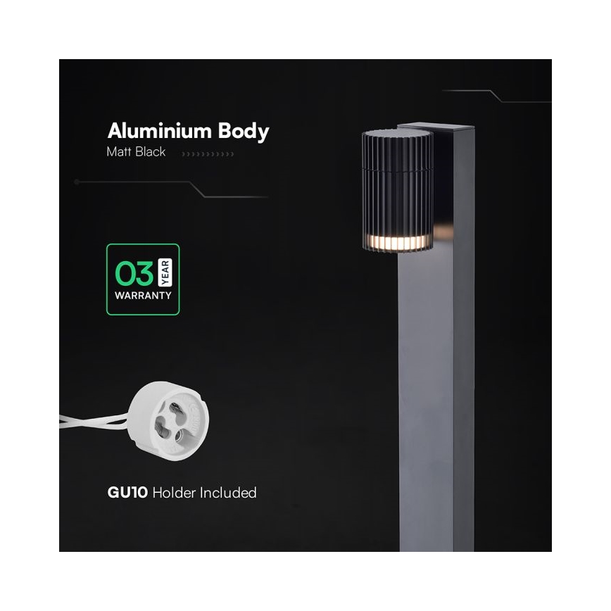 Außenleuchte 1xGU10/10W/230V IP44 50 cm schwarz