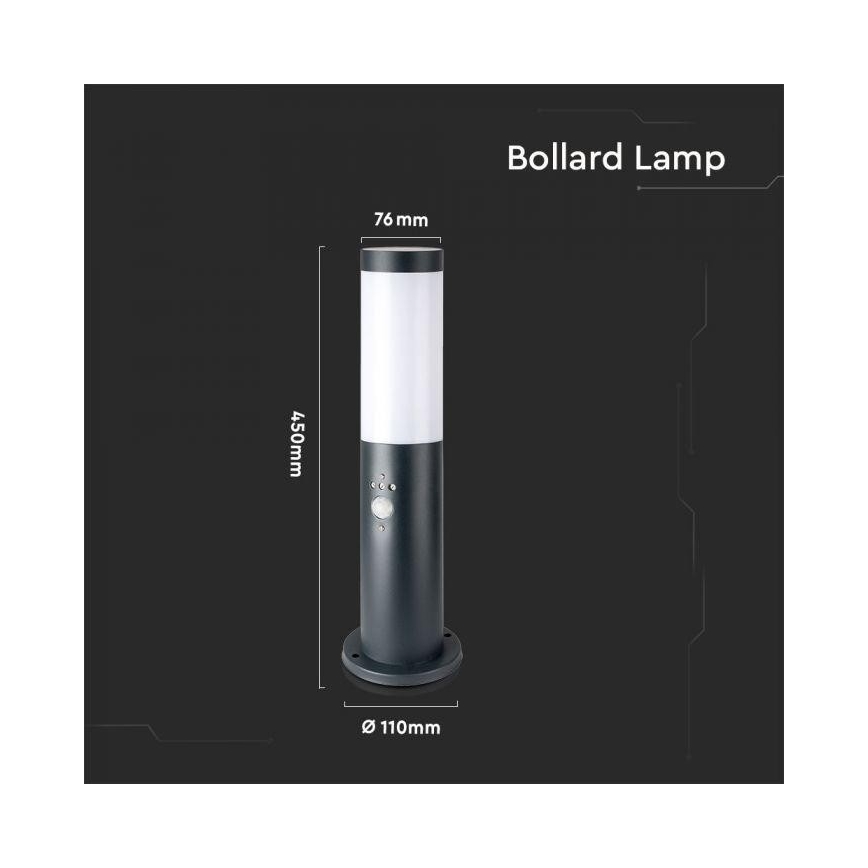 Außenleuchte mit Sensor 1xE27/60W/230V IP44 45cm grau