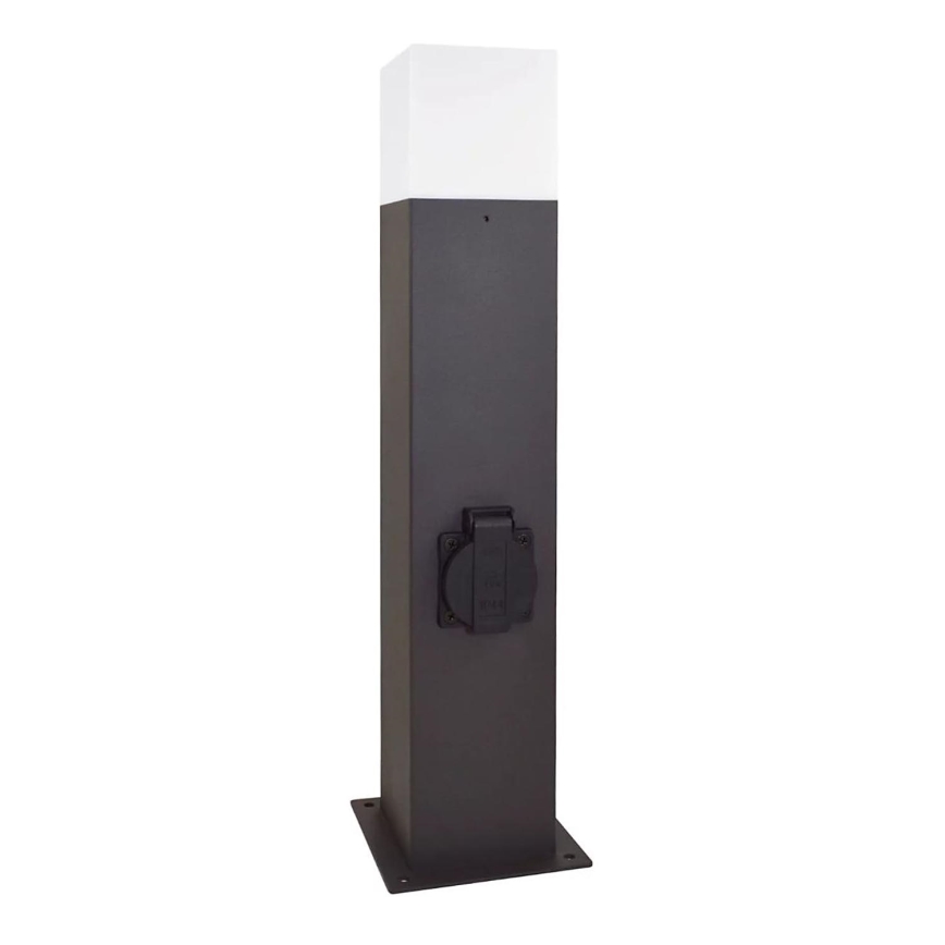 Außenleuchte mit Steckdose NEW YORK 1xE27/12W/230V IP44 44 cm Graphit