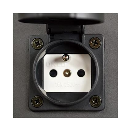 Außenleuchte mit Steckdose NEW YORK 1xE27/12W/230V IP44 44 cm Graphit