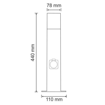 Außenleuchte mit Steckdose NEW YORK 1xE27/12W/230V IP44 44 cm Graphit
