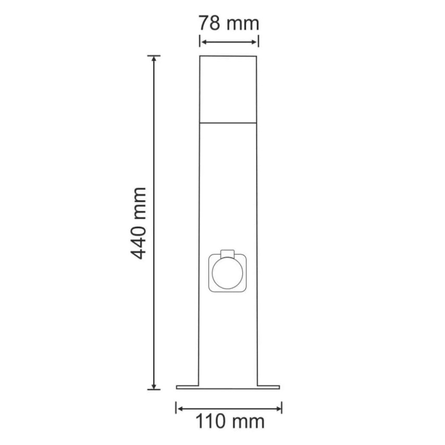 Außenleuchte mit Steckdose NEW YORK 1xE27/12W/230V IP44 44 cm Graphit