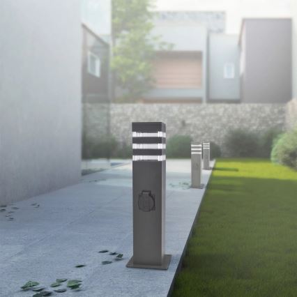 Außenleuchte mit Steckdose TEKSAS 1xE27/20W/230V 44 cm IP44 anthrazit