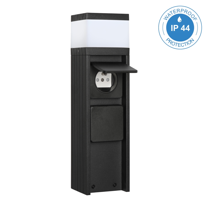 Außenleuchte VESPER mit 2 Steckdosen, 1xG9/5W/230V, IP44, 30 cm, schwarz