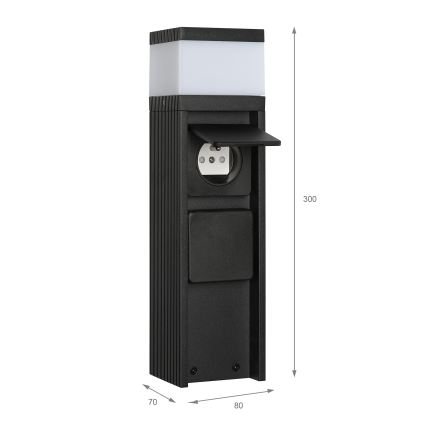 Außenleuchte VESPER mit 2 Steckdosen, 1xG9/5W/230V, IP44, 30 cm, schwarz