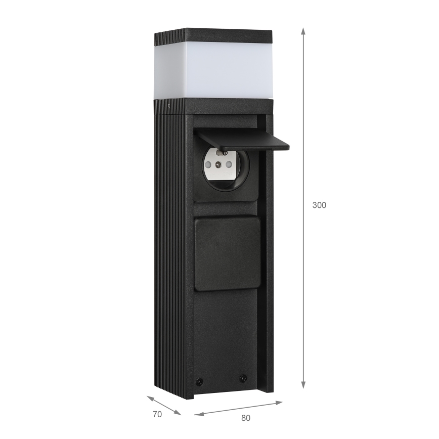 Außenleuchte VESPER mit 2 Steckdosen, 1xG9/5W/230V, IP44, 30 cm, schwarz