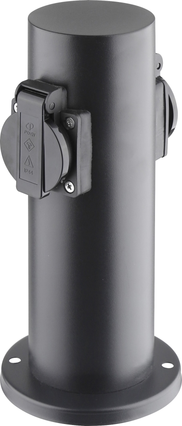 Außensteckdosensäule 2-fach 230V IP44 schwarz rund