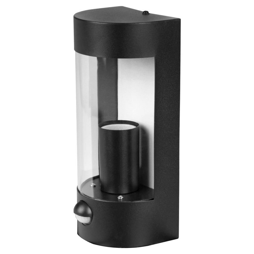 Außenwandleuchte mit Bewegungsmelder, 1x E27 / 15 W / 230 V, IP44, schwarz