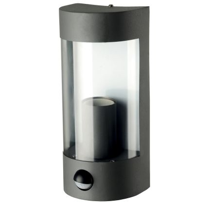 Außenwandleuchte mit Bewegungsmelder, 1x E27 / 15 W / 230 V, IP44, schwarz