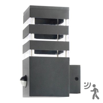 Außenwandleuchte mit Sensor TEKSAS 1xE27/12W/230V IP44 Anthrazit