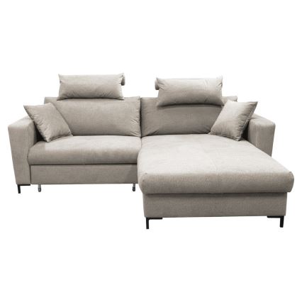 Ausklappbare Eckgarnitur mit Stauraum in L-Form HORTA, rechts, grau