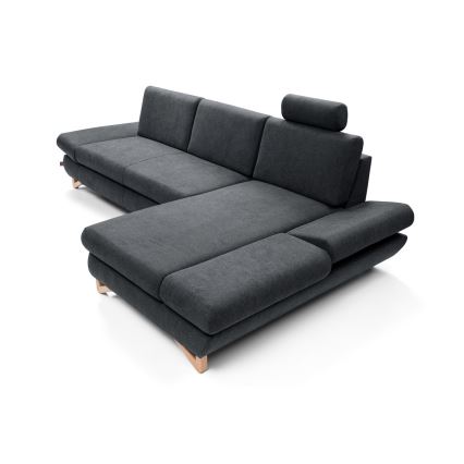 Ausziehbares, gepolstertes Ecksofa AVESTA in L-Form mit Stauraum, rechts, Anthrazit