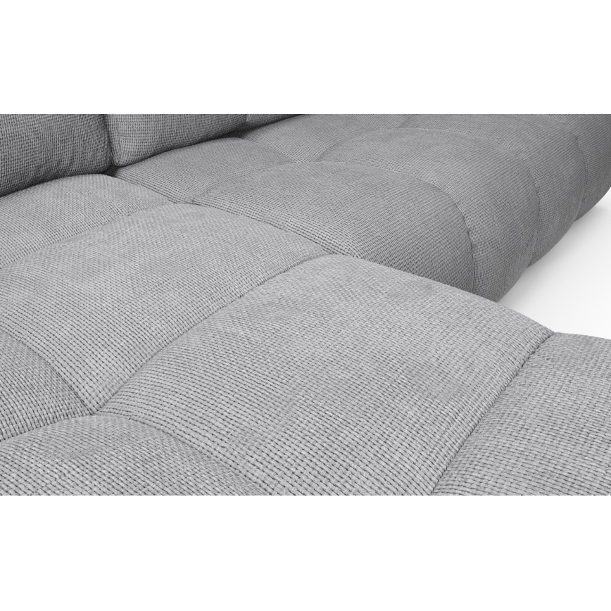 ALMADA – Ausklappbares, gepolstertes Ecksofa mit Stauraum in L‑Form, links, grau