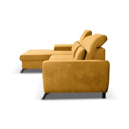 Ausklappbares, gepolstertes Ecksofa ALTA in L-Form, links, gelb, mit Stauraum