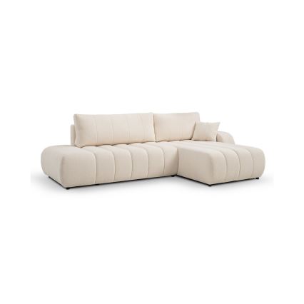 Ausklappbares Ecksofa mit Stauraum in L-Form DESIO, rechts, Beige