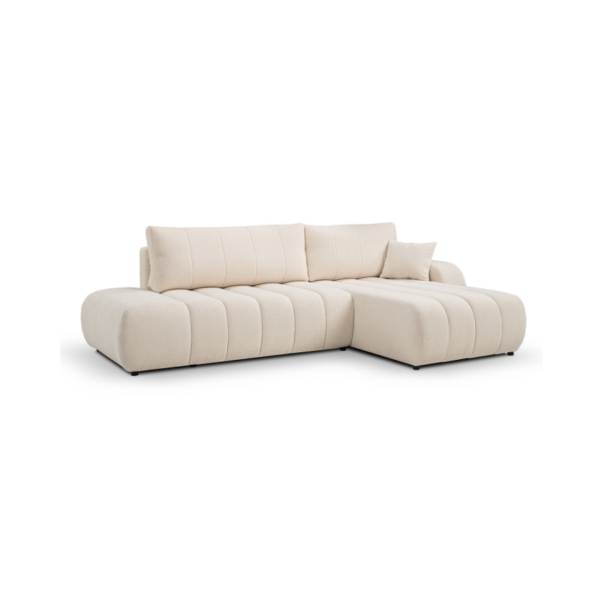 Ausklappbares Ecksofa mit Stauraum in L-Form DESIO, rechts, Beige