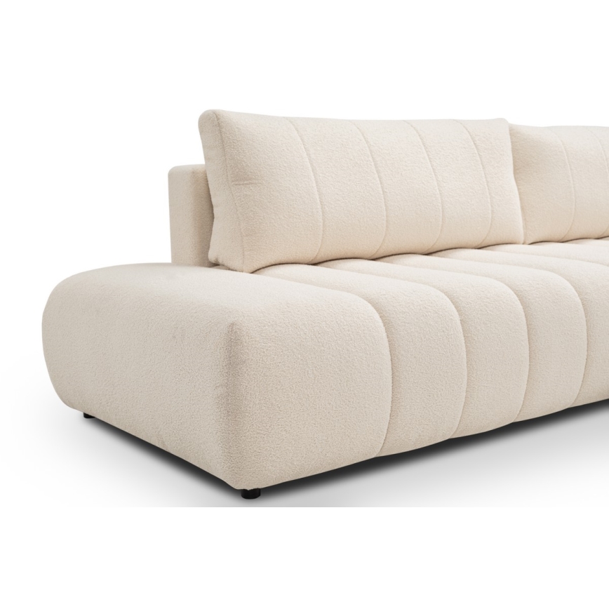 Ausklappbares Ecksofa mit Stauraum in L-Form DESIO, rechts, Beige