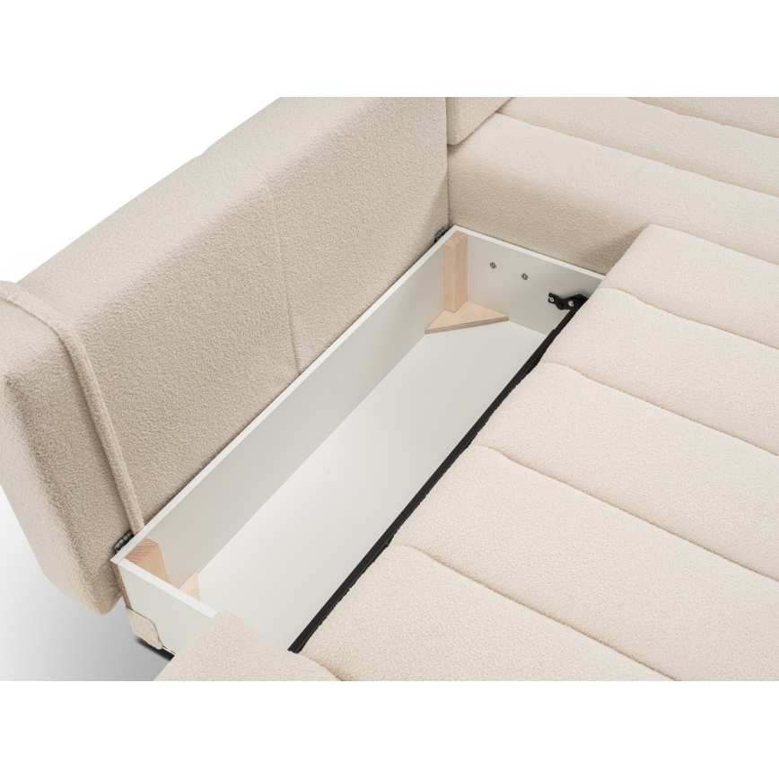 Ausklappbares Ecksofa mit Stauraum in L-Form DESIO, rechts, Beige