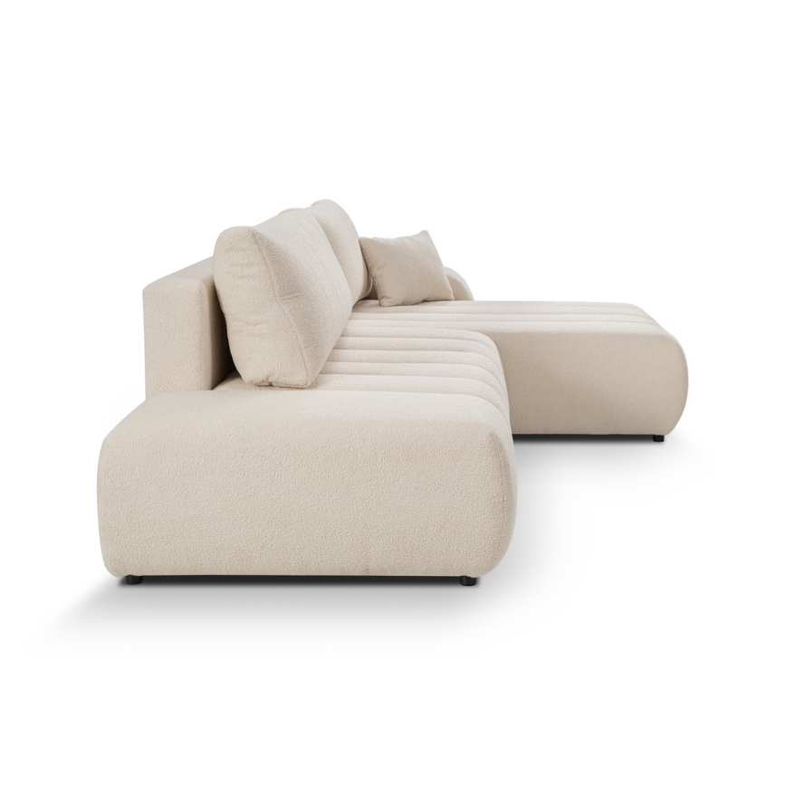 Ausklappbares Ecksofa mit Stauraum in L-Form DESIO, rechts, Beige