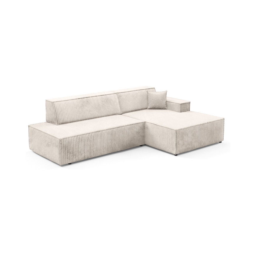 Ausklappbares Ecksofa TERAMO mit Stauraum, L‑Form, rechts, Beige