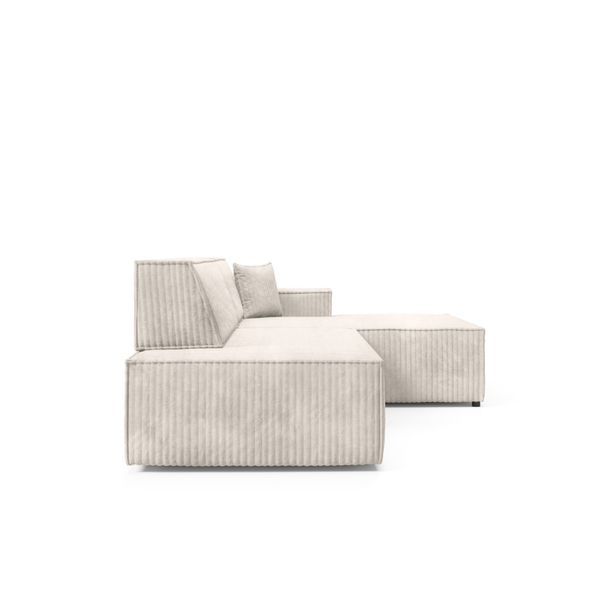 Ausklappbares Ecksofa TERAMO mit Stauraum, L‑Form, rechts, Beige