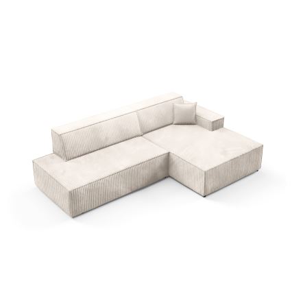 Ausklappbares Ecksofa TERAMO mit Stauraum, L‑Form, rechts, Beige