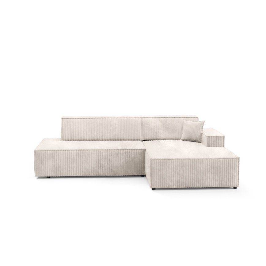Ausklappbares Ecksofa TERAMO mit Stauraum, L‑Form, rechts, Beige