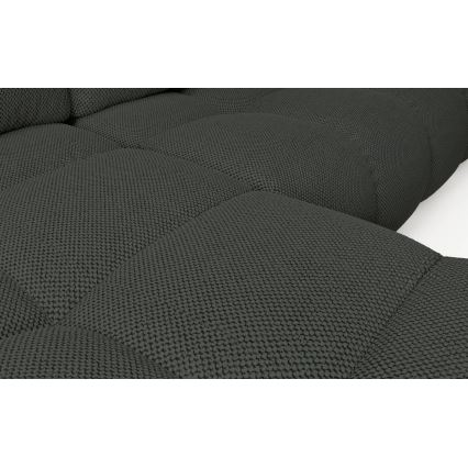 Ausklappbares, gepolstertes Ecksofa ALMADA in L‑Form, links, anthrazit – mit praktischem Stauraum