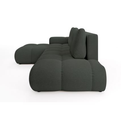 Ausklappbares, gepolstertes Ecksofa ALMADA in L‑Form, links, anthrazit – mit praktischem Stauraum