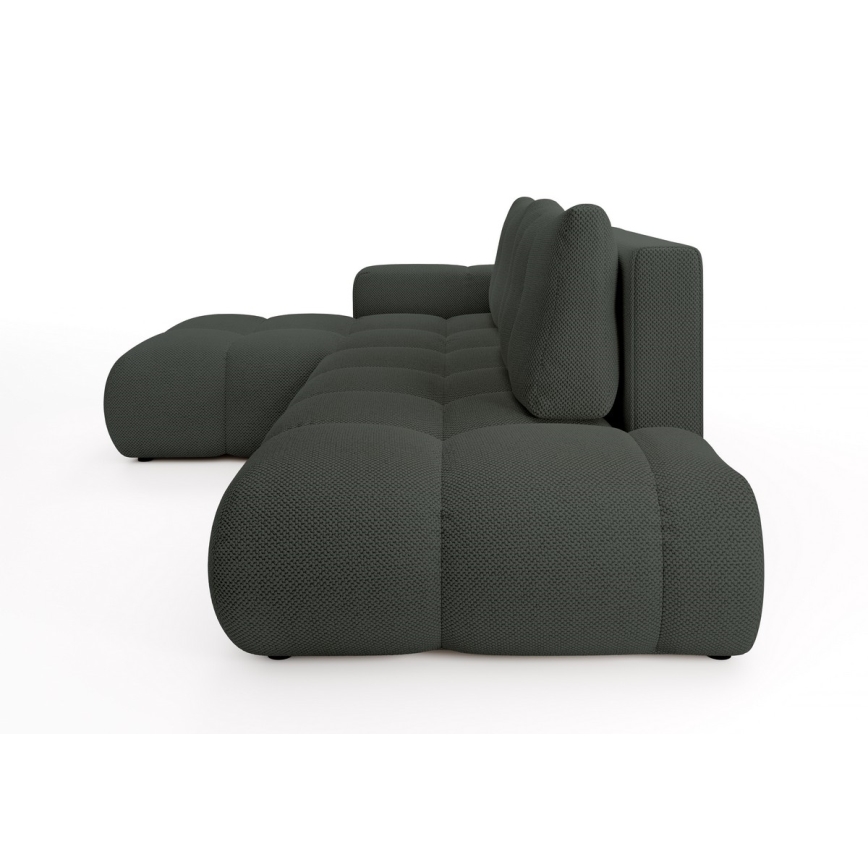 Ausklappbares, gepolstertes Ecksofa ALMADA in L‑Form, links, anthrazit – mit praktischem Stauraum