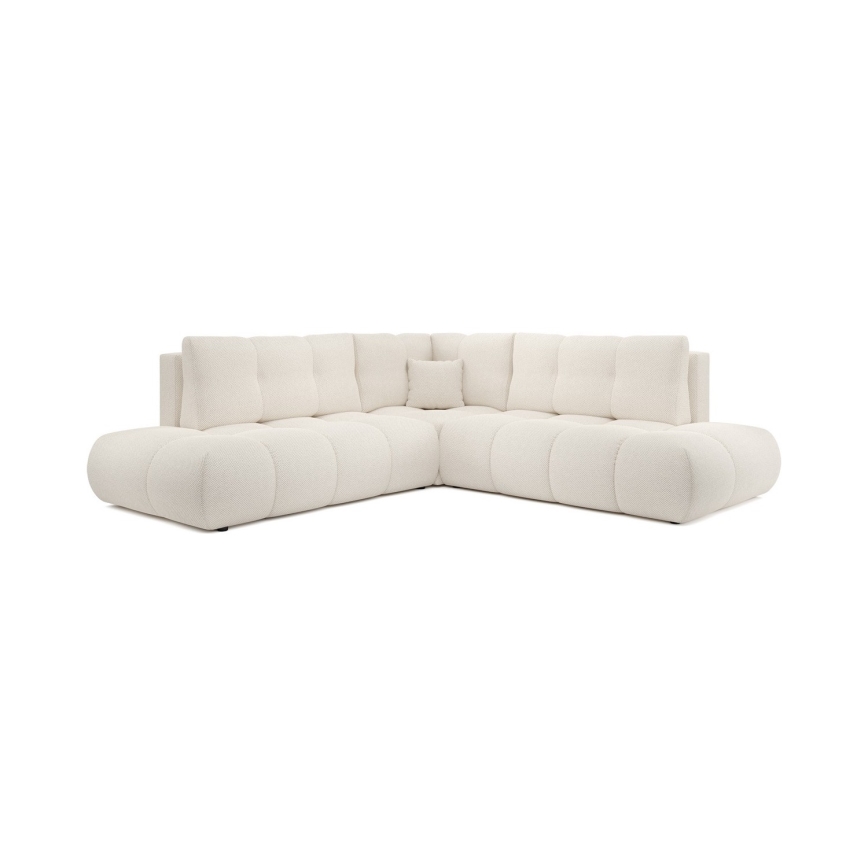ALMADA L-Ecksofa, ausziehbar, mit Stauraum, rechts, beige