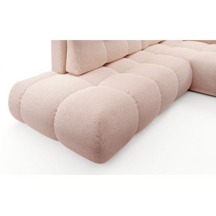Ausziehbares, gepolstertes Ecksofa in L‑Form mit integriertem Stauraum ALMADA, rechts, rosa