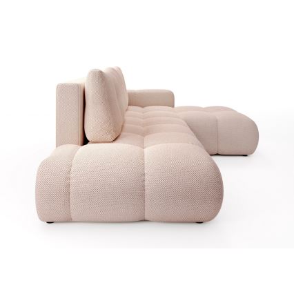 Ausziehbares, gepolstertes Ecksofa in L‑Form mit integriertem Stauraum ALMADA, rechts, rosa