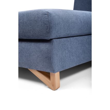 Gepolstertes, ausklappbares Ecksofa AVESTA in L‑Form mit Stauraum, links, blau