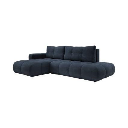 Ausziehbare, linksseitige L-Eck-Polstergarnitur ALMADA mit Stauraum, blau