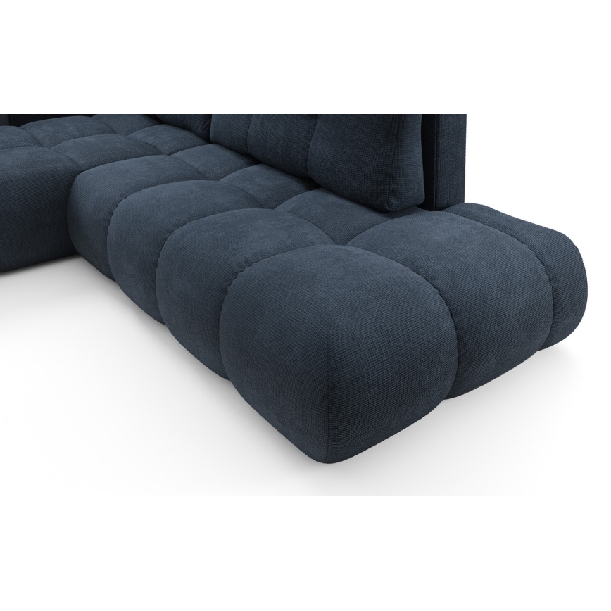 Ausziehbare, linksseitige L-Eck-Polstergarnitur ALMADA mit Stauraum, blau