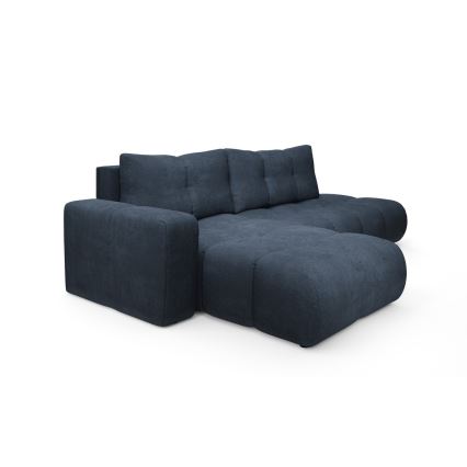 Ausziehbare, linksseitige L-Eck-Polstergarnitur ALMADA mit Stauraum, blau